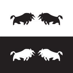 Bull animal vector logo design . Bull icon . Bull silhouette . Black bull logo  . White bull logo 