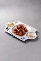 Korean food dishes fried chicken 닭 튀김