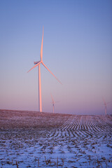 Nebraska Wind Turbines at Sunset 