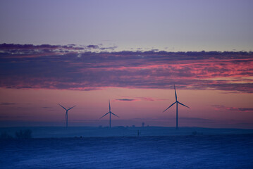 Sunset over Nebraska Windmills