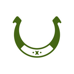 St Patrick's Day Irish green horseshoe metallic charm fortune mascot vintage icon vector flat