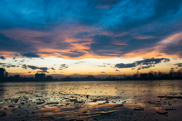 sunset over the lake