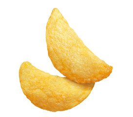 Delicious potato chips cut out