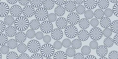 Round daisies, round flowers wallpaper. Vector for print and design of seamless decors.