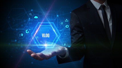 Man hand holding social inscription