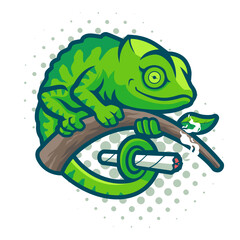 CHAMELEON CARTOON CHARACTER MASCOT ILLUSTRATION