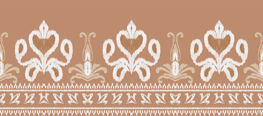 African Ikat paisley embroidery. Batik Textile ikat designs seamless pattern digital vector design for Print saree Kurti Borneo Fabric border Ikkat Dupatta
