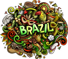 Brazil detailed lettering cartoon illustration