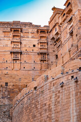 ancient heritage jaisalmer fort vintage view with bright sky at morning