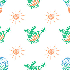 Seamless pattern. Children's drawings with wax crayons