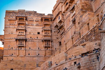 ancient heritage jaisalmer fort vintage view with bright sky at morning
