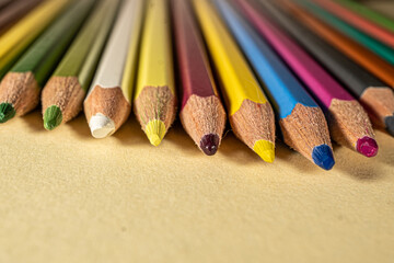 close up of colored pencils