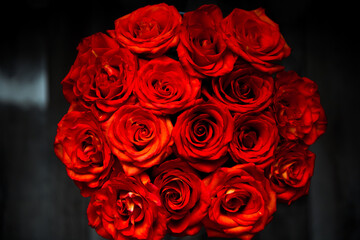 fresh dark red roses close up texture background for St. Valentine's Day