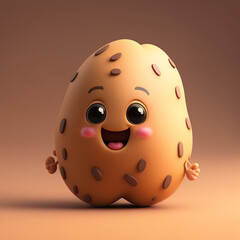 A cute render of a potato character with a friendly