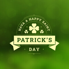 St Patrick's Day Irish holiday greeting social media post template vintage vector illustration