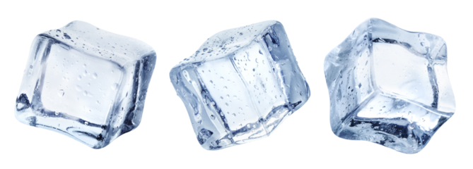 Three ice cubes cut out