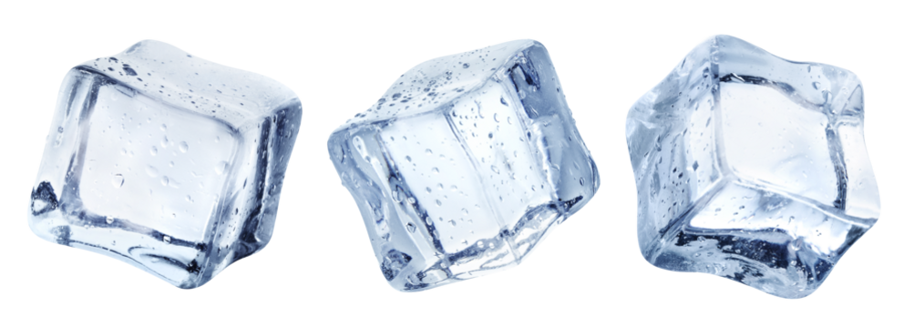 Three ice cubes cut out