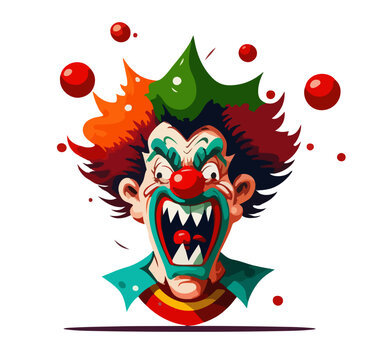 Cartoon image of a colorful and emotional clown. Vector illustration