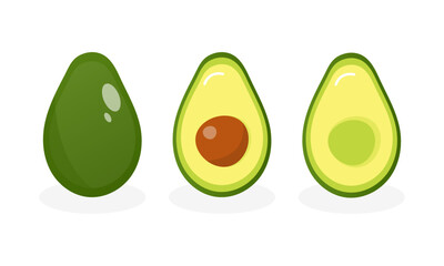 Set of avocados. Flat. Vector illustration