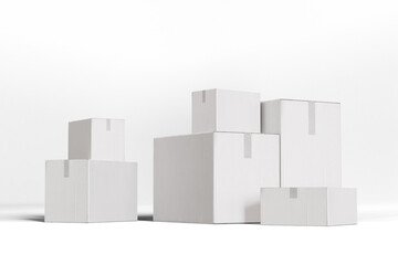 Mock up Carton box on white background 3d render