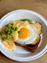 Fototapeta premium toast with cheese and fried egg