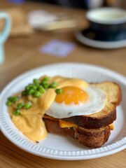 toast with cheese and fried egg