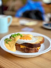 toast with cheese and fried egg