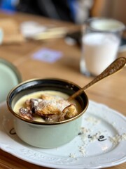 cheese soup and parmesan bread