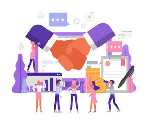 business handshake concept character vector design