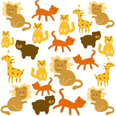 Zoo animal illustration. Children's pattern.