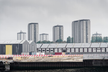 Council flats in poor housing estate with many social welfare issues in Govan