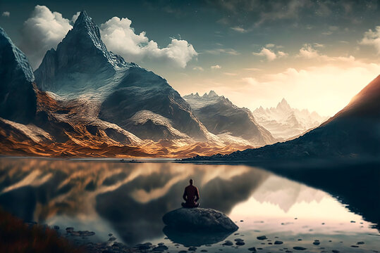 Meditation in mountains