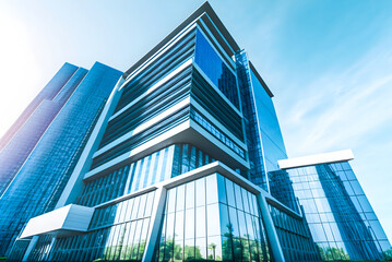 Beautiful architecture corporate office building skyscraper with window glass pattern