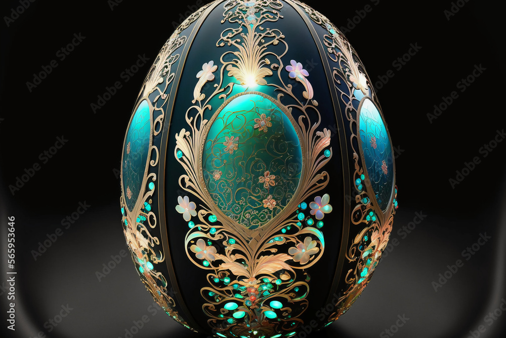 Wall mural bioluminescent faberge egg. generative ai