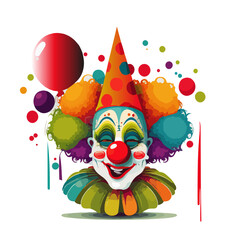 Naklejka premium Cartoon image of a colorful and emotional clown. Vector illustration