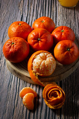 Set of juicy tangerines. Healthy food concept.