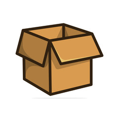 Cardboard Boxes side View vector illustration. Business and cargo object icon concept. Delivery cargo open boxes vector design with shadow. Empty open and cardboard box icon design.