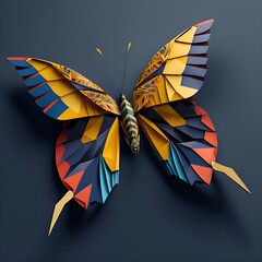 a beautiful paper butterfly, with many colors, generative AI