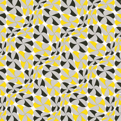 Аbstract wavy geometric flowers pattern in yellow, gray and black. Thin lines and semicircles background for fashion graphics, home decor, marketing and advertising graphic design, web graphic design