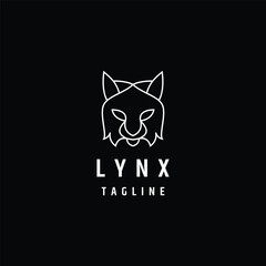 Lynx head line art logo icon design template © SuryoMono