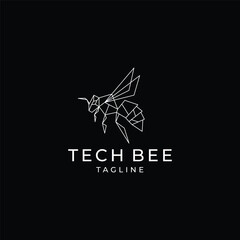 Tech bee logo design vector template - obrazy, fototapety, plakaty