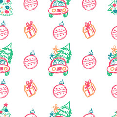 Seamless pattern. Children's drawings with wax crayons