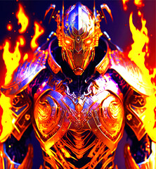 luxury The big alien robot knight golden armor is used to fight the enemy futuristic cyberpunk steampunk fictional person abstract illustration fantasy. generative ai