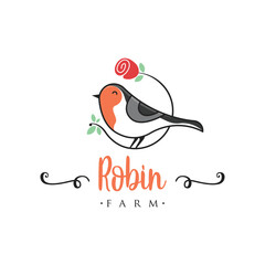 Robbin bird logo design concept vector. Animal logo design template
