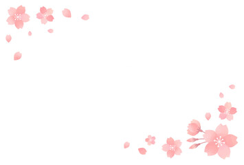 水彩風　桜・桜ふぶきのフレーム