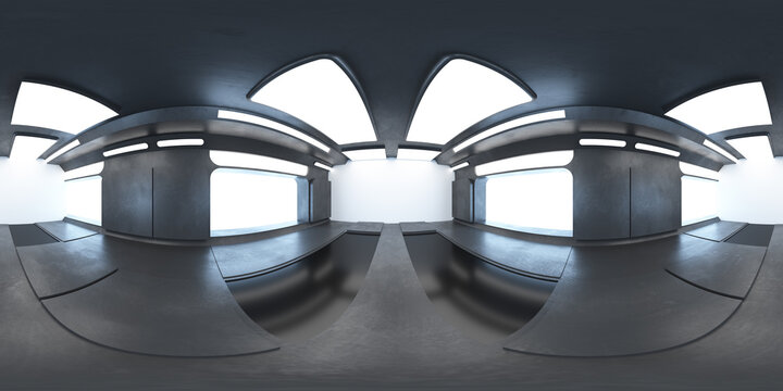 3d render. Futuristic panoramic HDRI