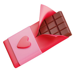 3D chocolate bar, valentine's day, 3D rendering illustration