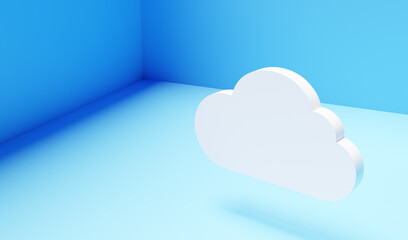 3D illustration of clouds floating in blue space
