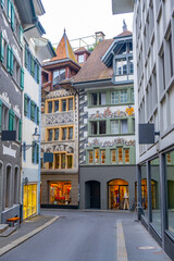 Fototapeta na wymiar Scenic summer aerial panorama of the Old Town medieval architecture in Lucerne, Switzerland