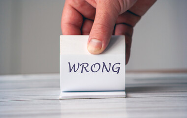 Wrong error text. Mistake concept background. WRONG